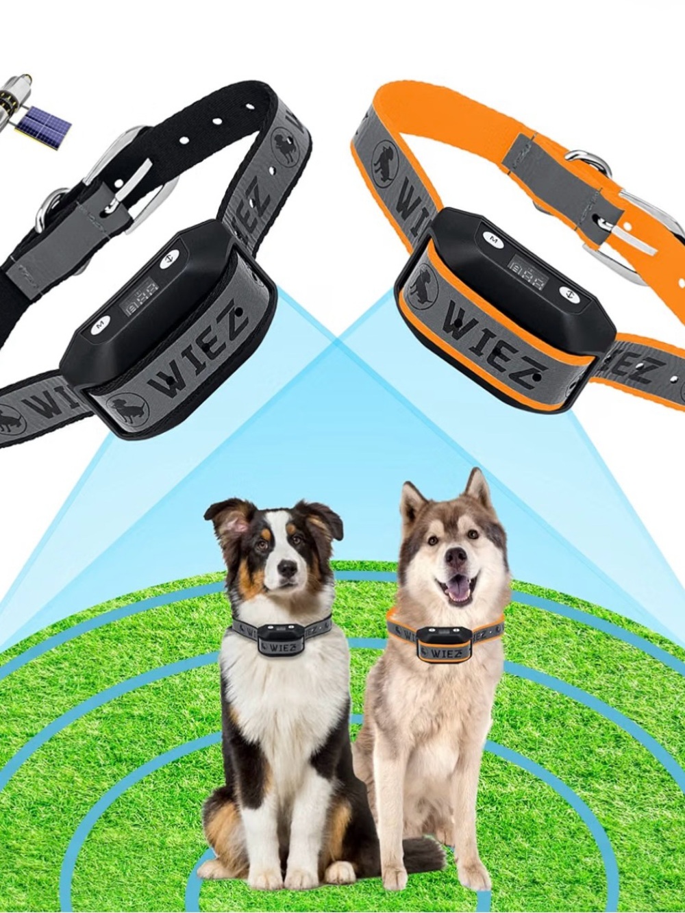 2 WIEZ GPS Wireless Dog Fence, Electric Dog Fence for Outdoor, Range 65-3281ft,
